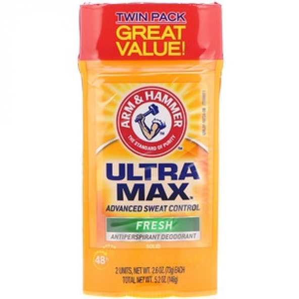 Arm&Hammer, UltraMax, Solid Antiperspirant Deodorant, for Men, Fresh, Twin Pack, 73 g