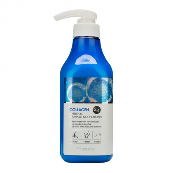 FarmStay, Collagen Water Full Moist Shampoo & Conditioner, 530ml