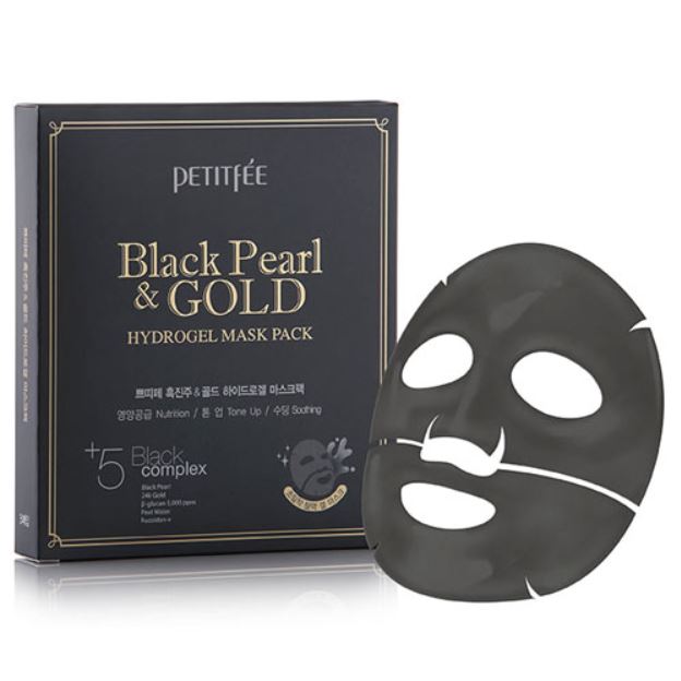 Mască facială din hidrogel , Petitfee Black Pearl & Gold Hydrogel Mask Pack