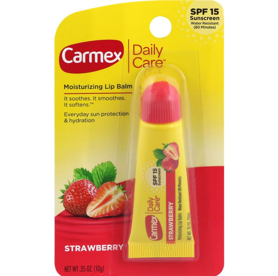 Carmex, Daily Care, Moisturizing Lip Balm, Strawberry, SPF 15, 10 g