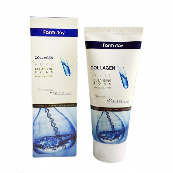Пенка для очищения-FarmStay, Collagen Pure Cleansing Foam, 180 ml